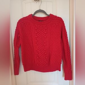 J. Crew Wool Blend Red Cableknit Sweater